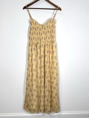 Patrons of‎ Peace Women's Floral Yellow Diary Dress Cottagecore Size Large